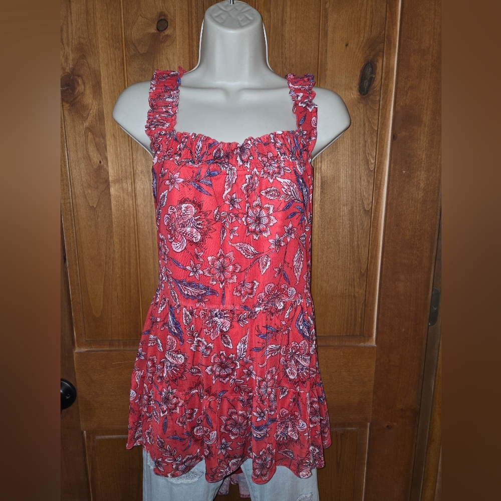 Maurices Red White‎ And Blue Floral Tank Top
